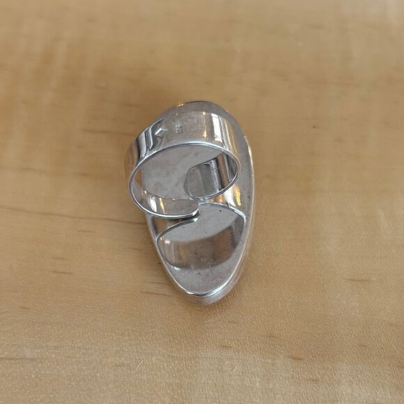 Amber & Sterling Silver Statement Ring Size 7 - Picture 7 of 9